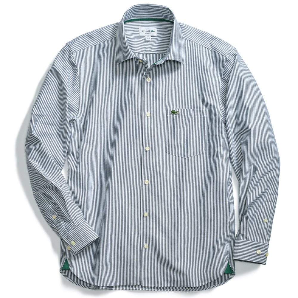 伸びやか長袖ストライプシャツ