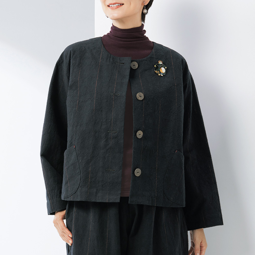 綿絣ショートジャケット