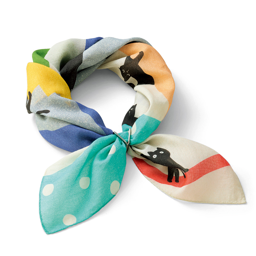 リング付きミニスカーフ／コットン