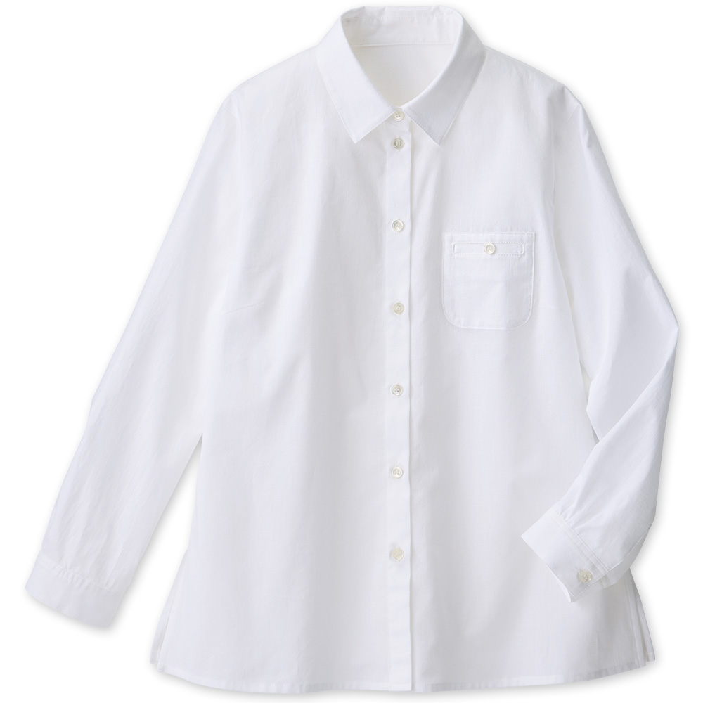 綿麻混シャンブレー調シャツブラウス