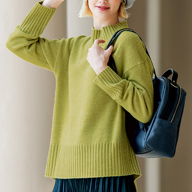 洗えるウールカシミヤ･ハイネックプルオーバー