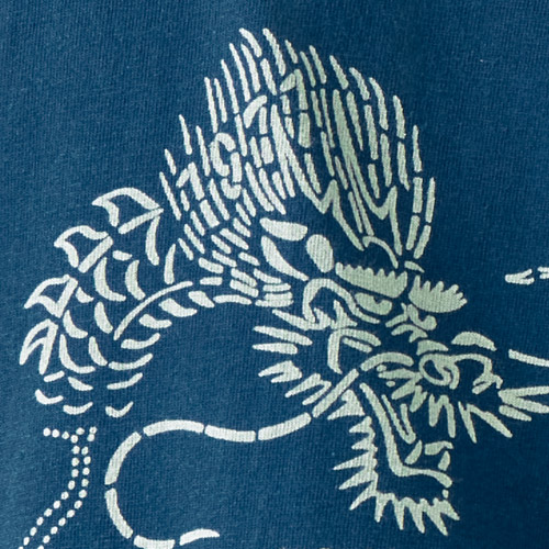 インディゴ染め抜染プリント・長袖スカTシャツ