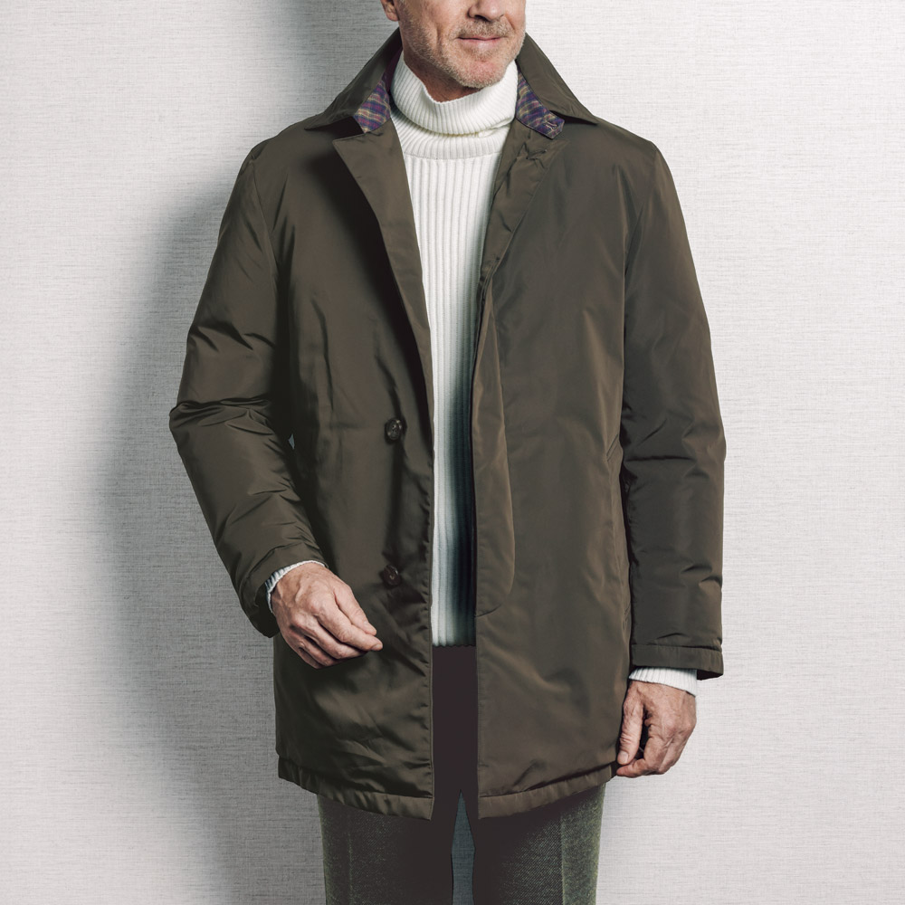 シルク混・撥水ショートダウンコート