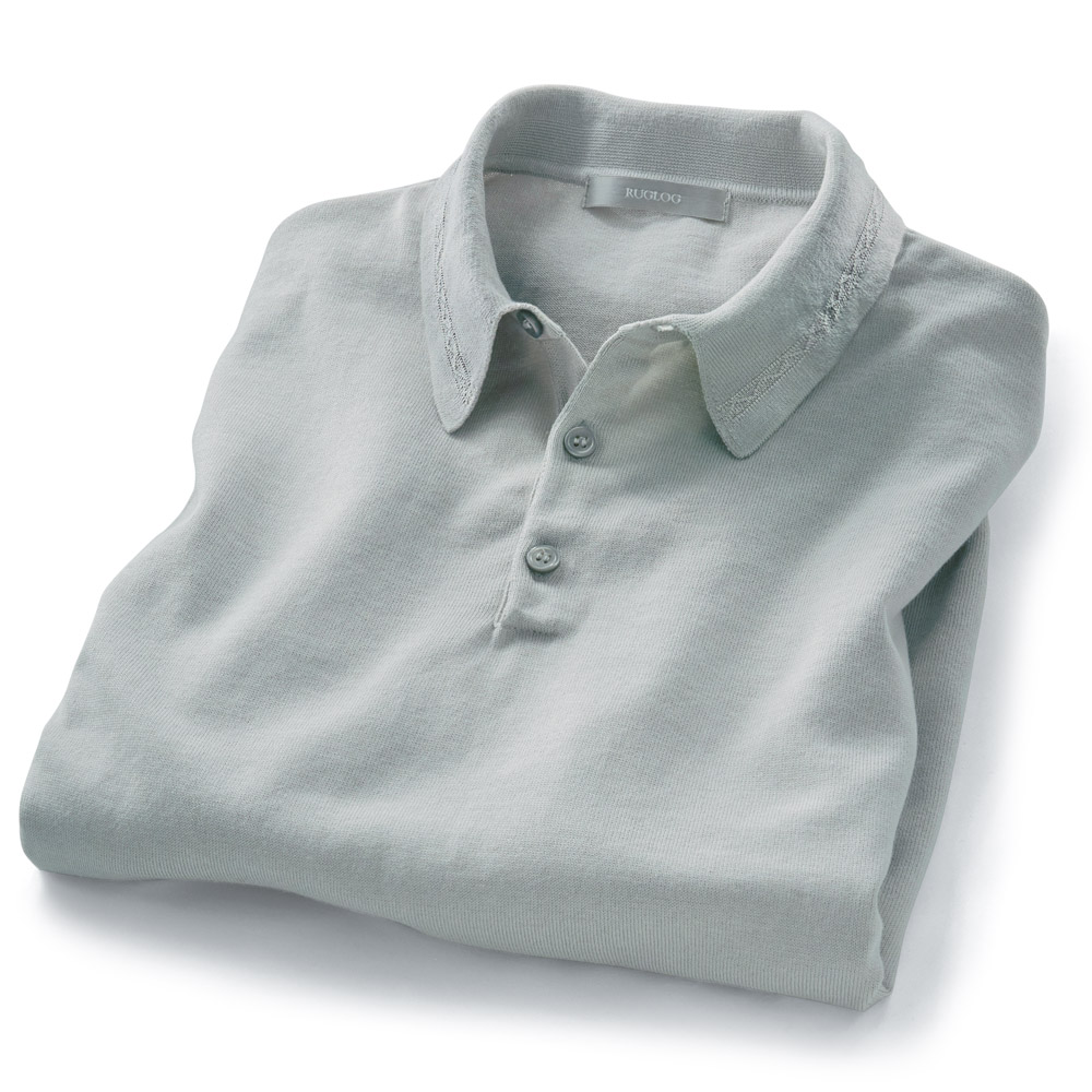 洗えるシルク混ニットポロシャツ