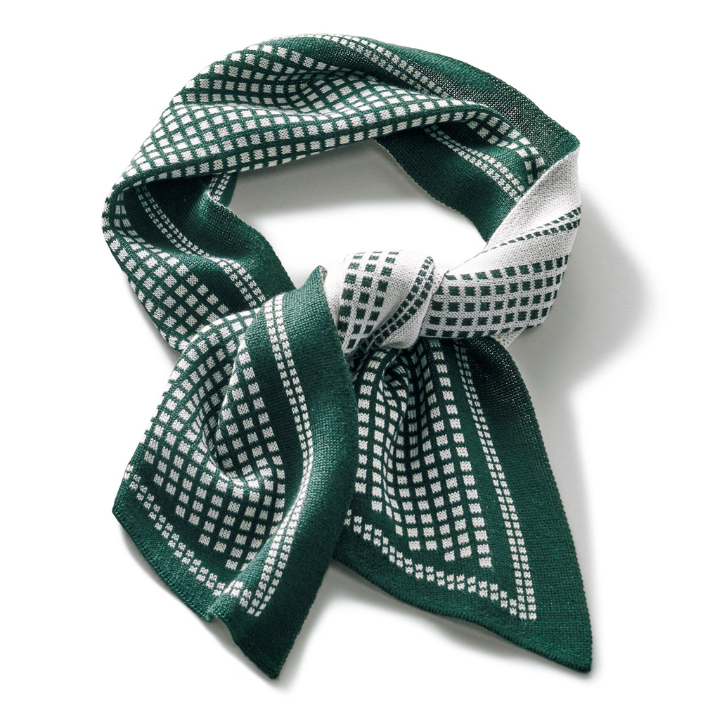 洗えるシルクニットスカーフ／スクエアドット