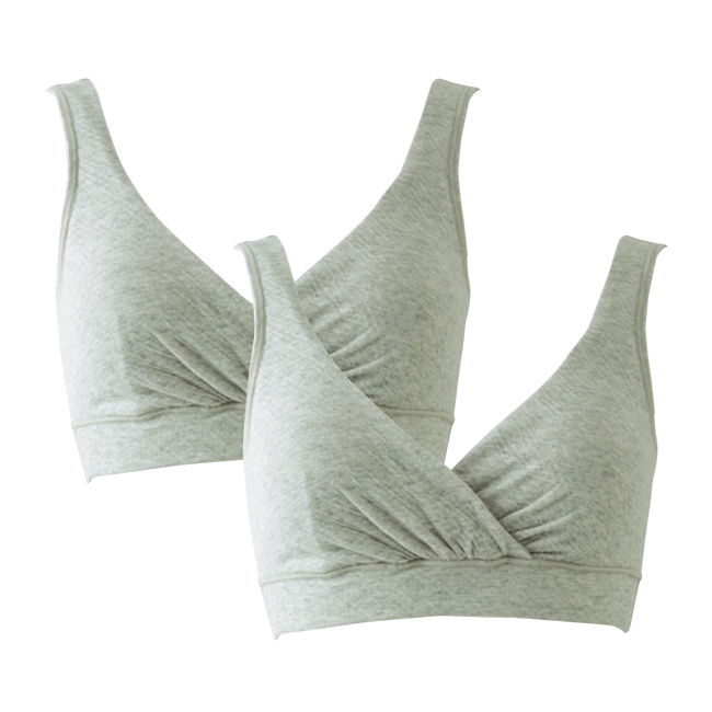 綿100％エアリーガーゼ カップ付カシュクールブラ2枚セット