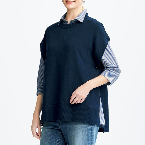 コットンシルクニットベスト