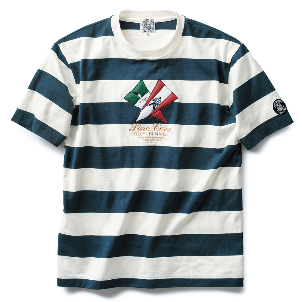 刺しゅう入りマリンボーダーTシャツ