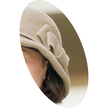 リボン付き縮じゅうウールハット