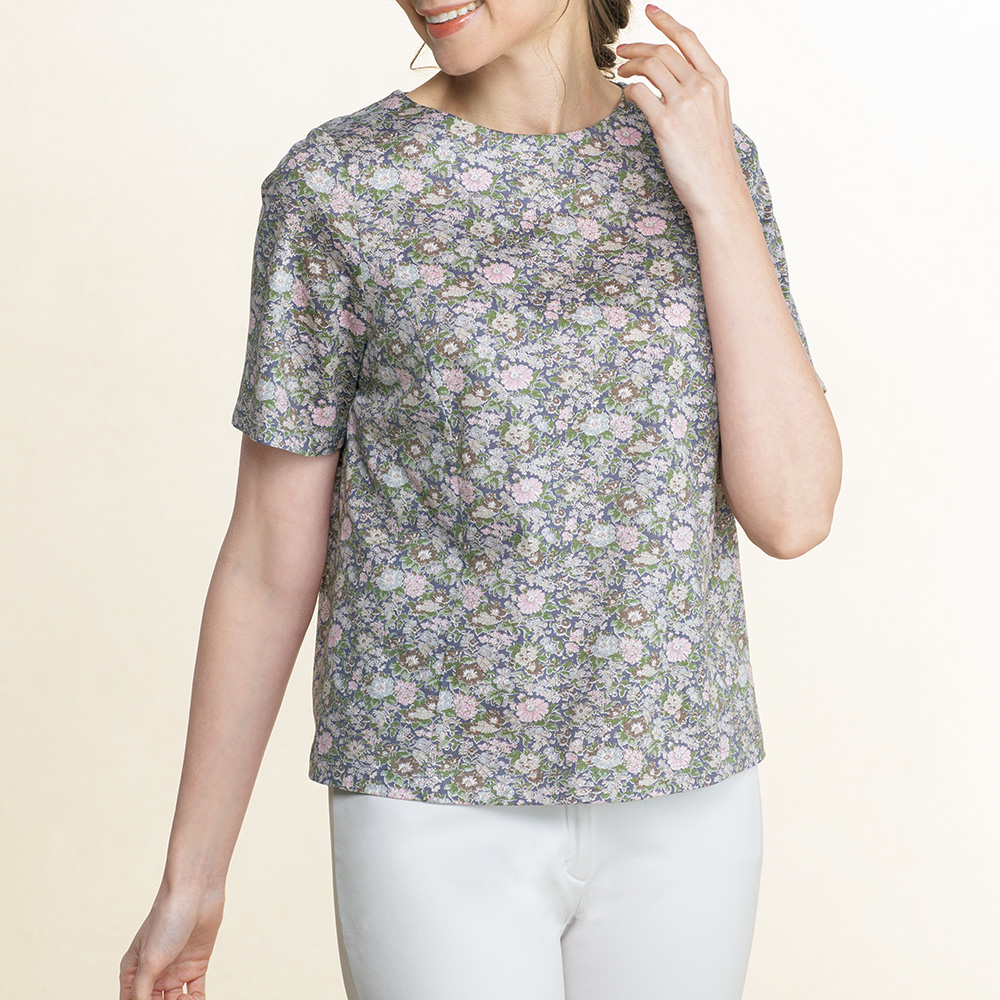 リバティプリントジャージーTシャツ／フローラル