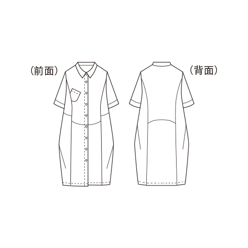 ボタニカル柄の刺しゅう使い麻ワンピース