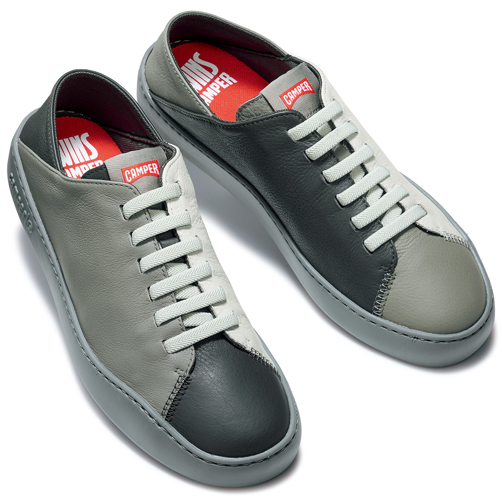 配色レザー使いのゴム紐スニーカー/ペウツーリング ツインズ