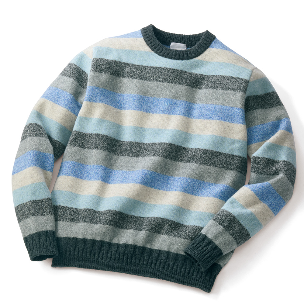 三つ杢ボーダーセーター／雪景色