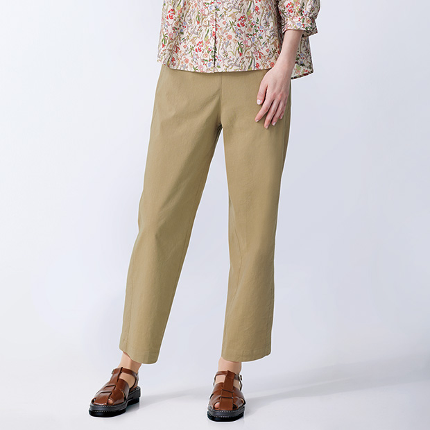 リネン混ストレッチパンツ