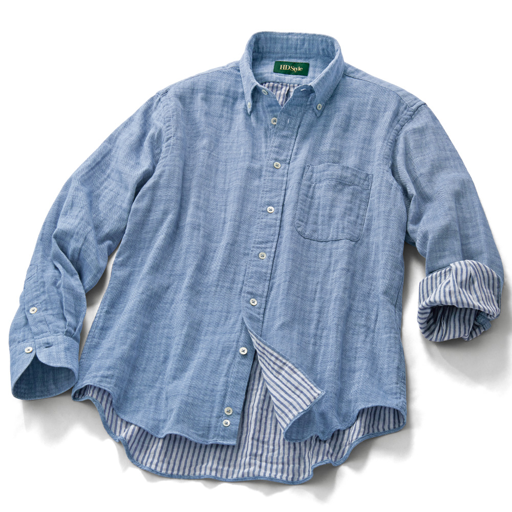 スラブシャンブレー･ダブルガーゼシャツ