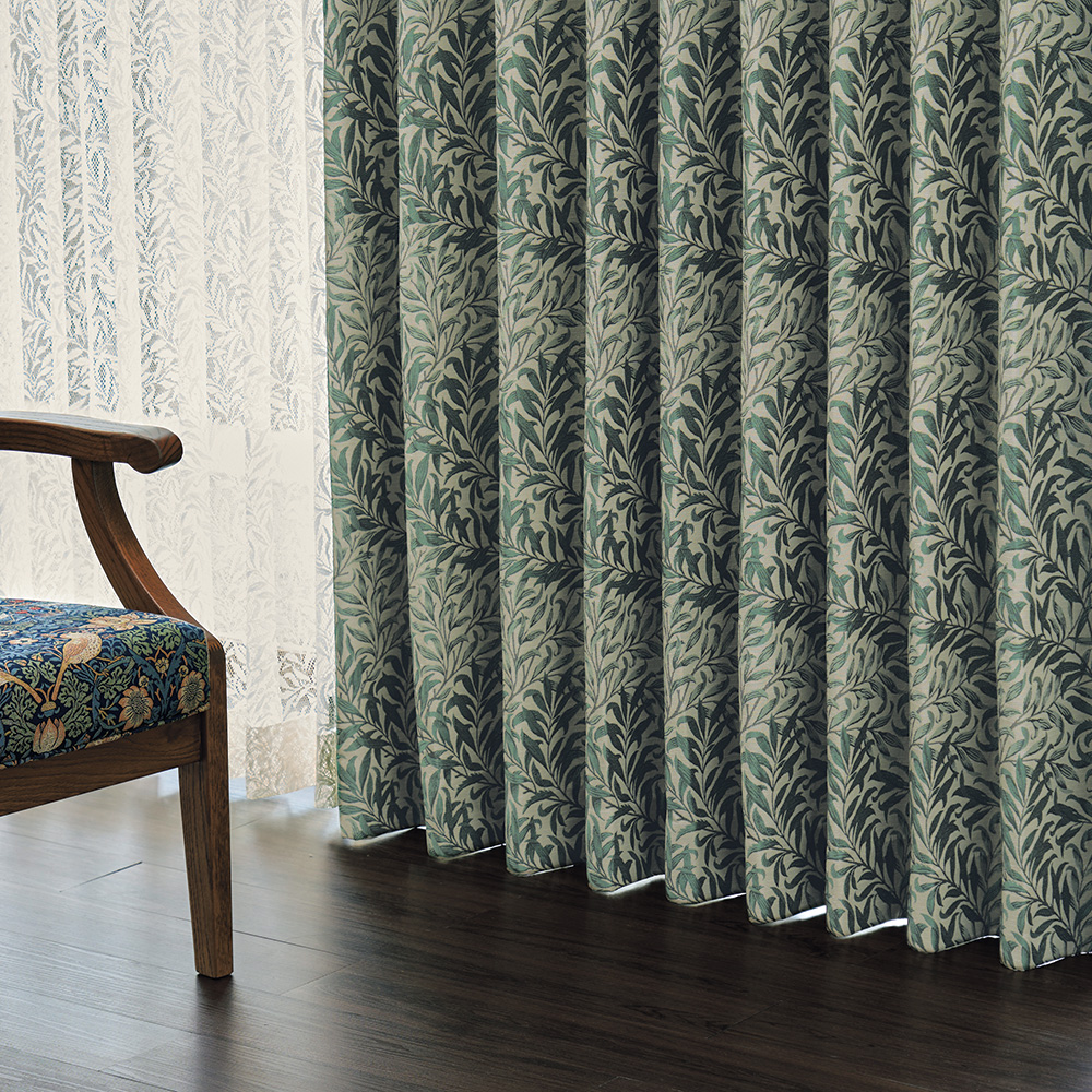 2級遮光ドレープカーテン2枚組／ウィローボウ