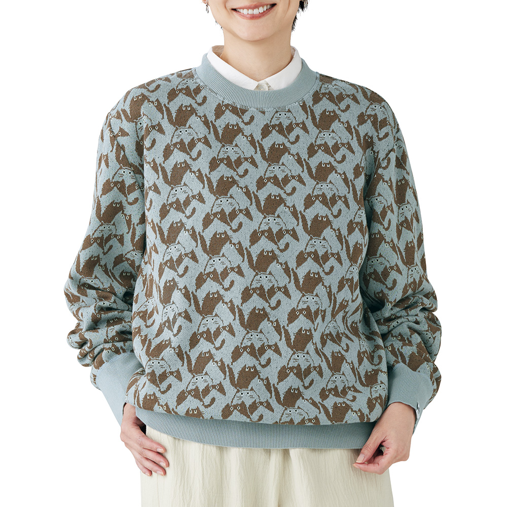 猫まみれジャカードセーター