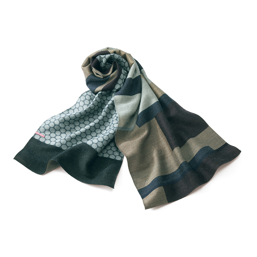 播州織りウールコットンジャカードストール