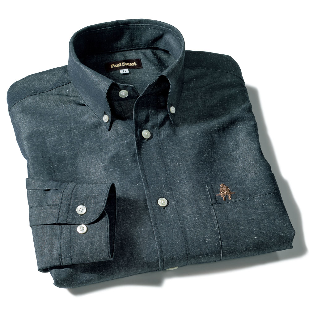 綿麻ダンガリー長袖シャツ