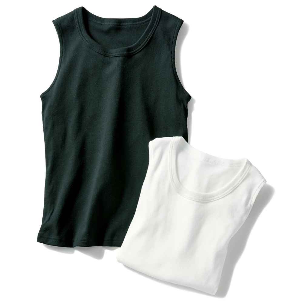 コットン混テレコ・タンクトップ/2色セット