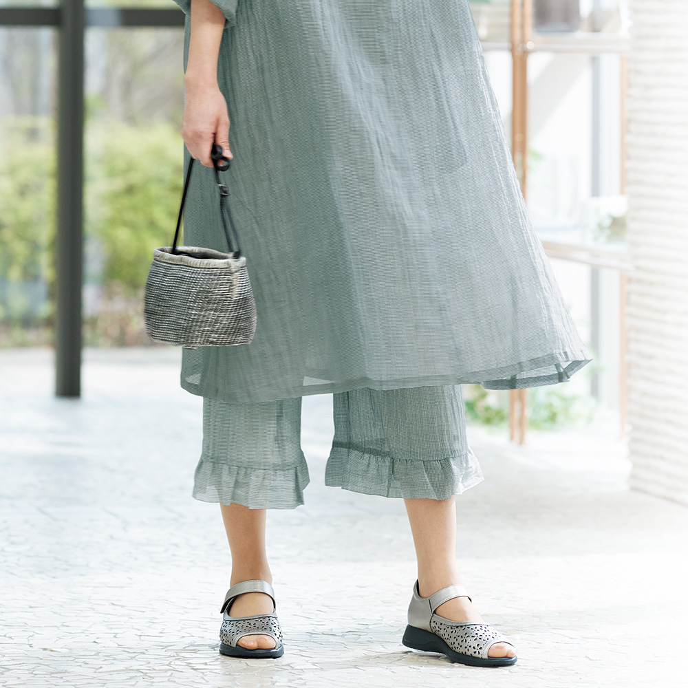 小千谷縮･裾フリルパンツ
