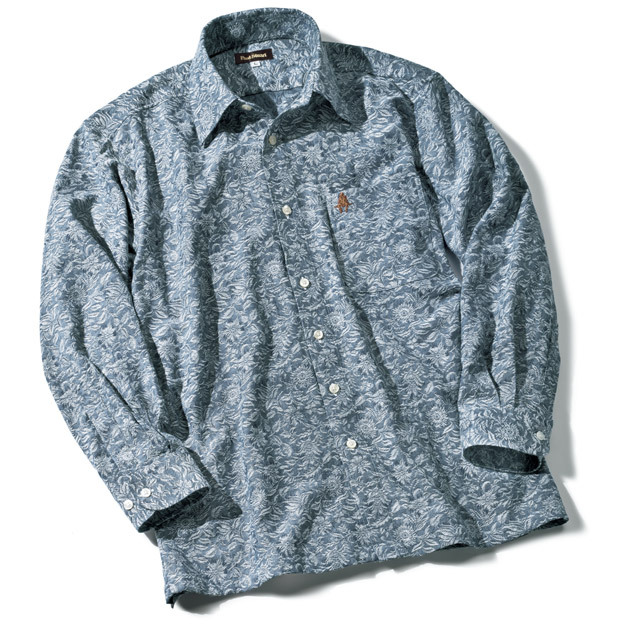 ジャカード織り･フラワー柄長袖シャツ