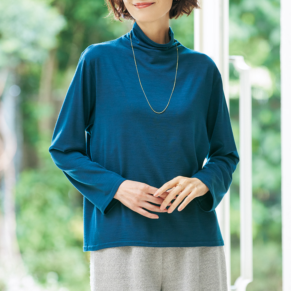 天然藍染･ボトルネックプルオーバー