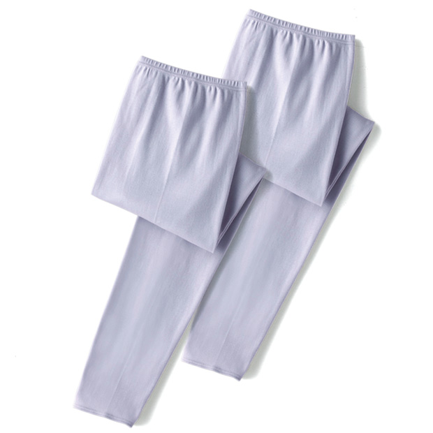 発熱加工コットンのロングパンツ／綿100％（2枚組）
