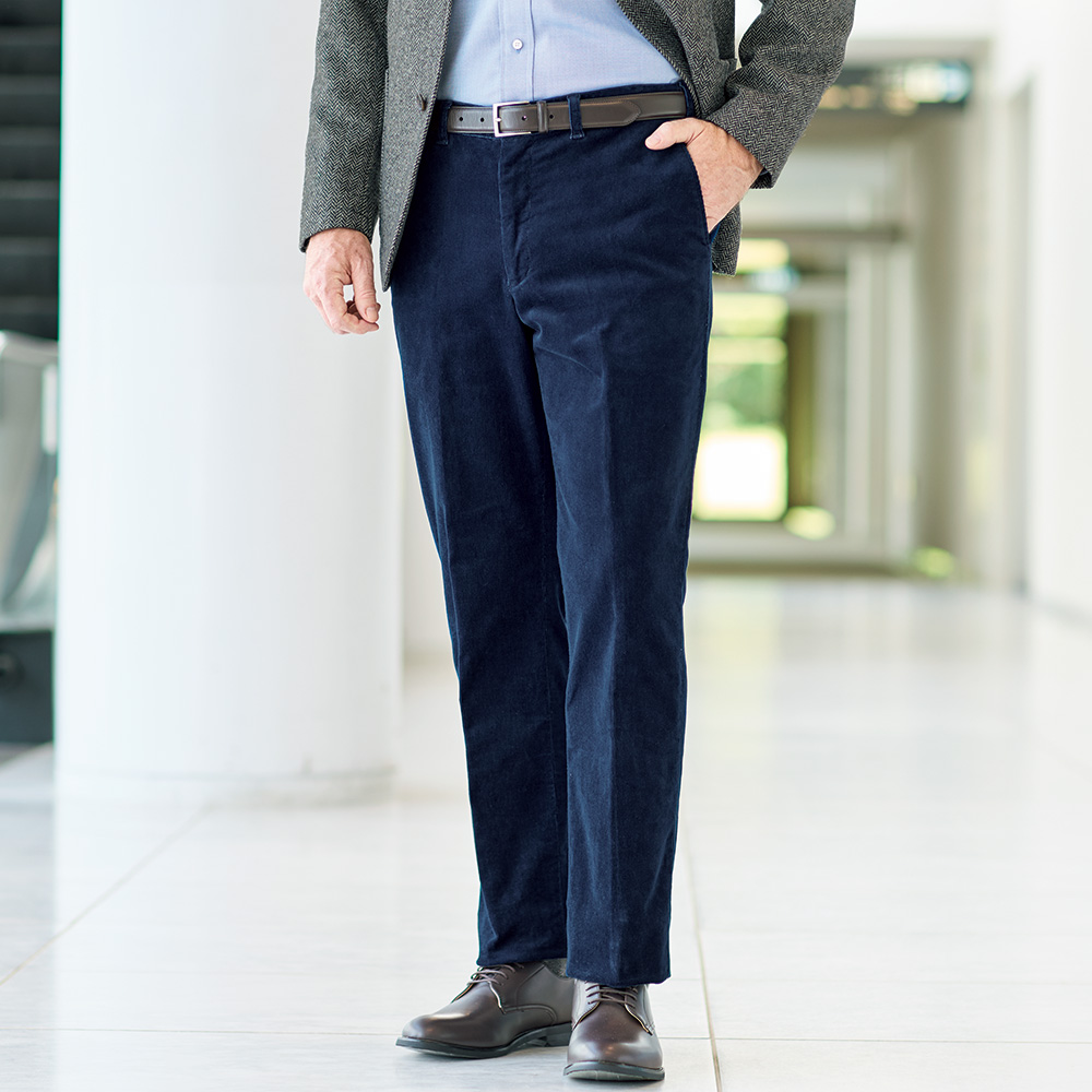 大人のインディゴコーデュロイスラックス