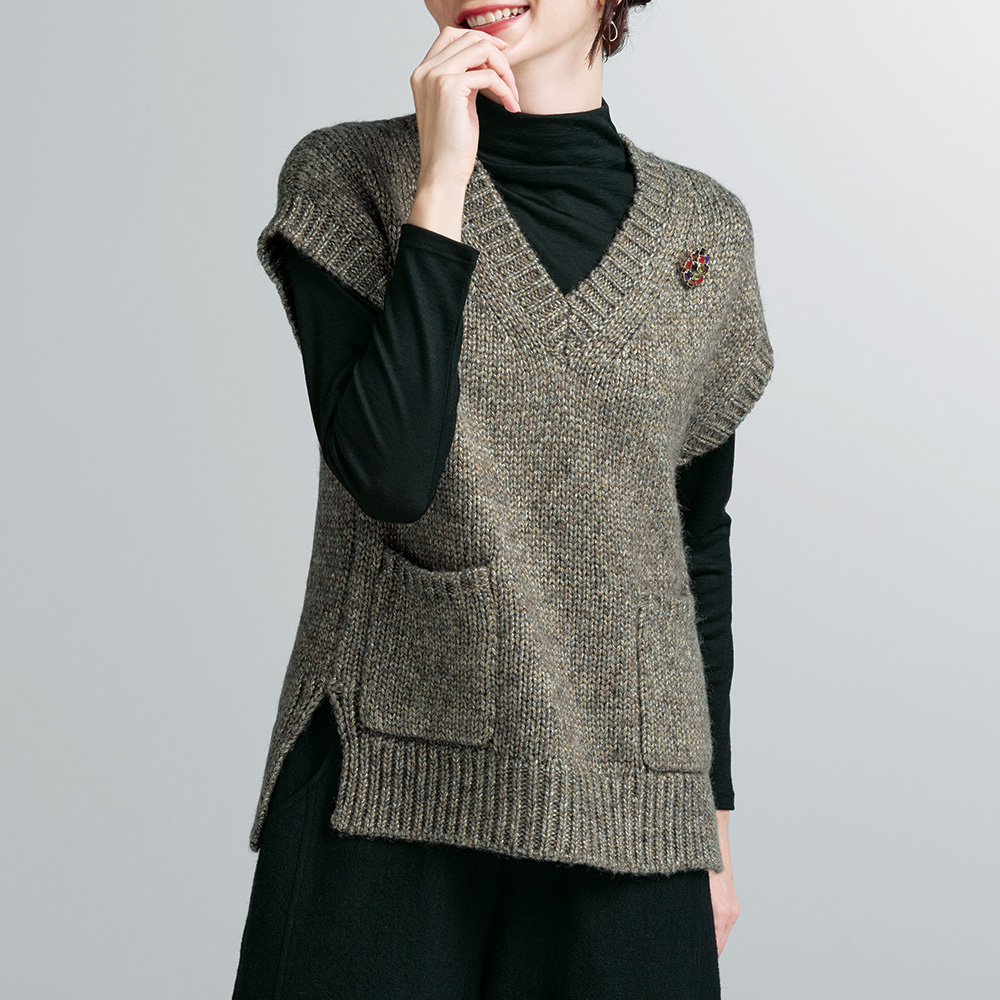 ウール混ざっくりベスト