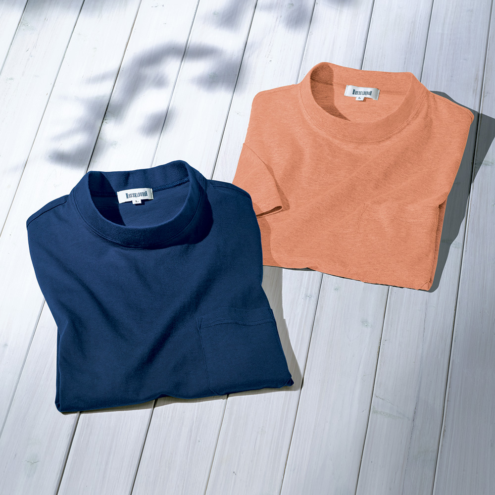 ショートモックネックTシャツ／2色セット