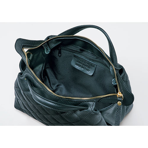 キルティングレザーボストンショルダーバッグ