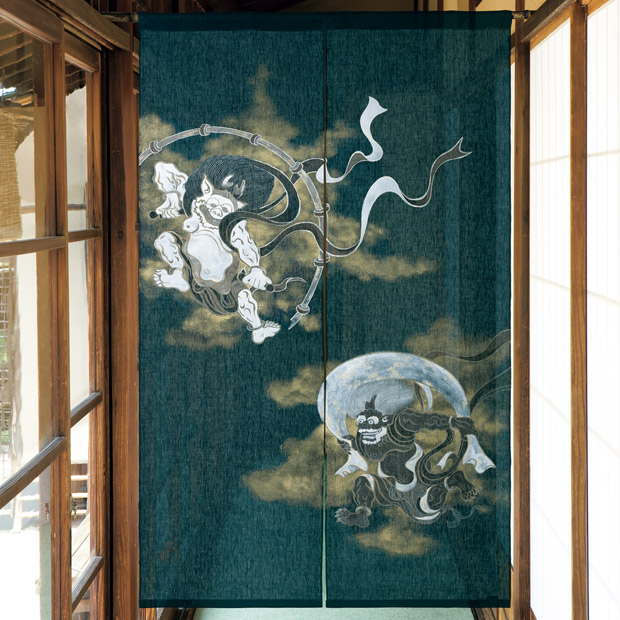 手描きのれん「風神雷神図」