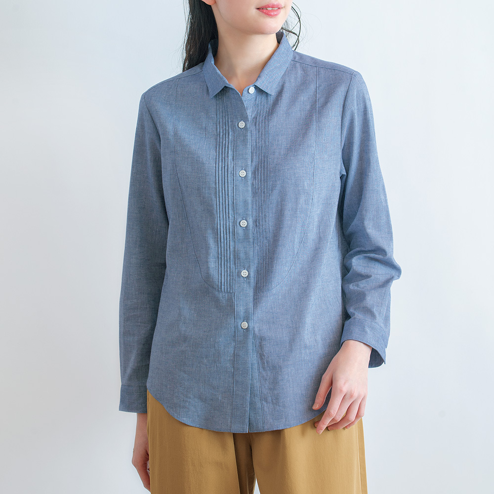 ピンタック使いダンガリーシャツ