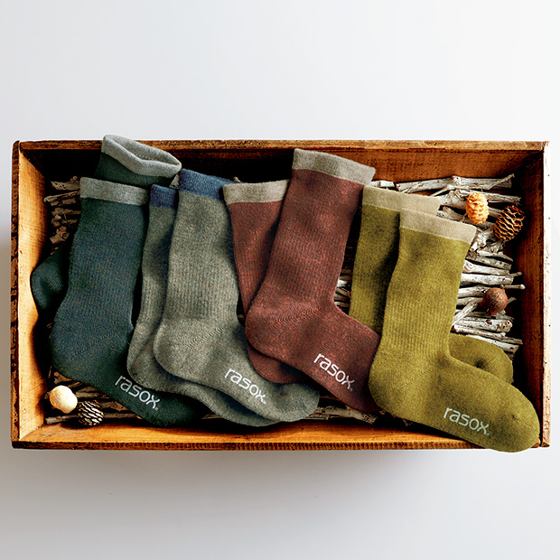 ウール混の直角ソックス／4色セット／当社限定