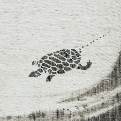 手描きのれん「若冲画・柳下馬図」