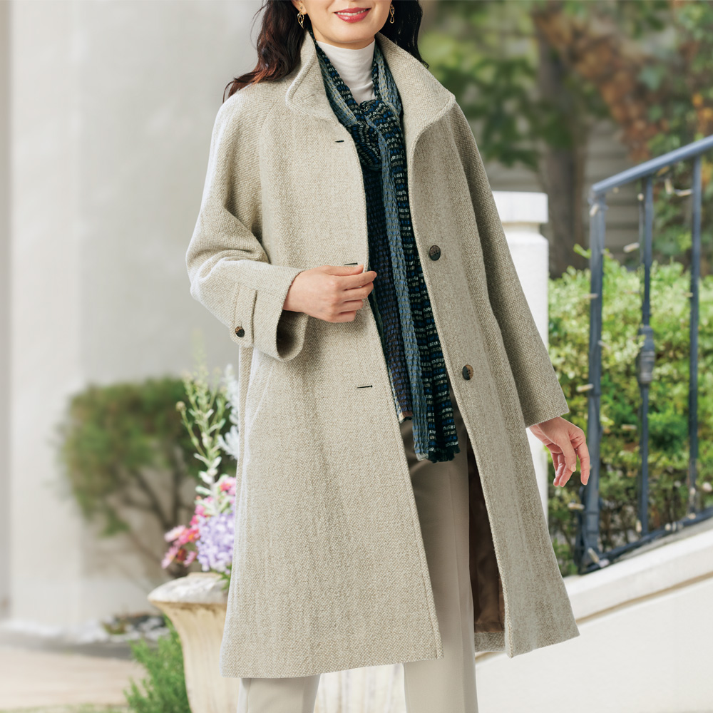 ハイランドウール・斜子織ラグランコート