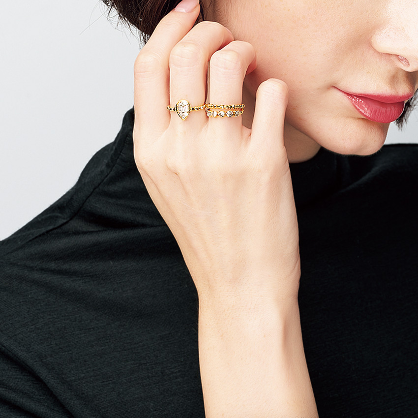 K18ダイヤモンドストレッチリング／5石