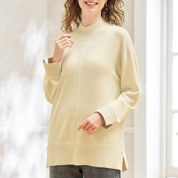 メリノウール洗えるニットチュニック