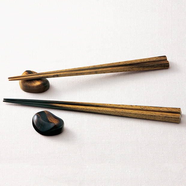 黒柿／夫婦箸（箸置き2個付）