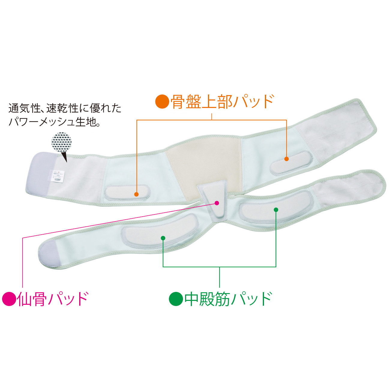 中殿筋＋腰ガード／メッシュ薄型