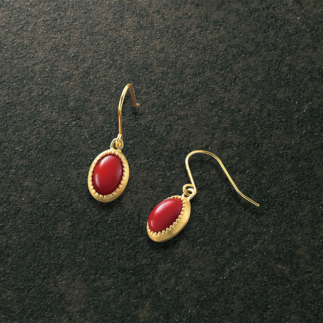 オークラコーラル K18血赤珊瑚イヤリング／ピアス | ライトアップ  