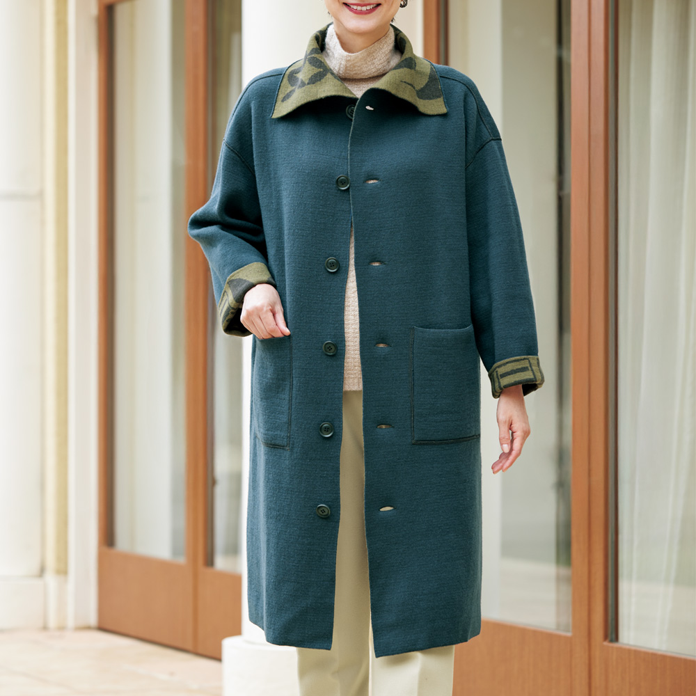 リバーシブルロングコート