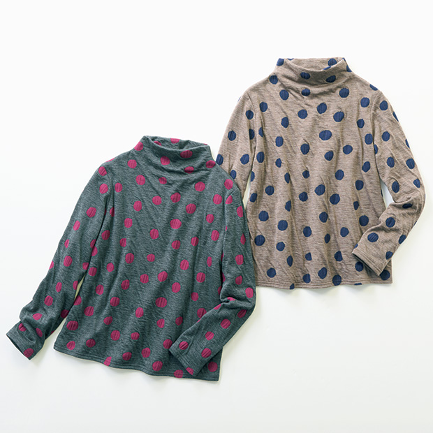 接結ジャカードドット柄プルオーバー