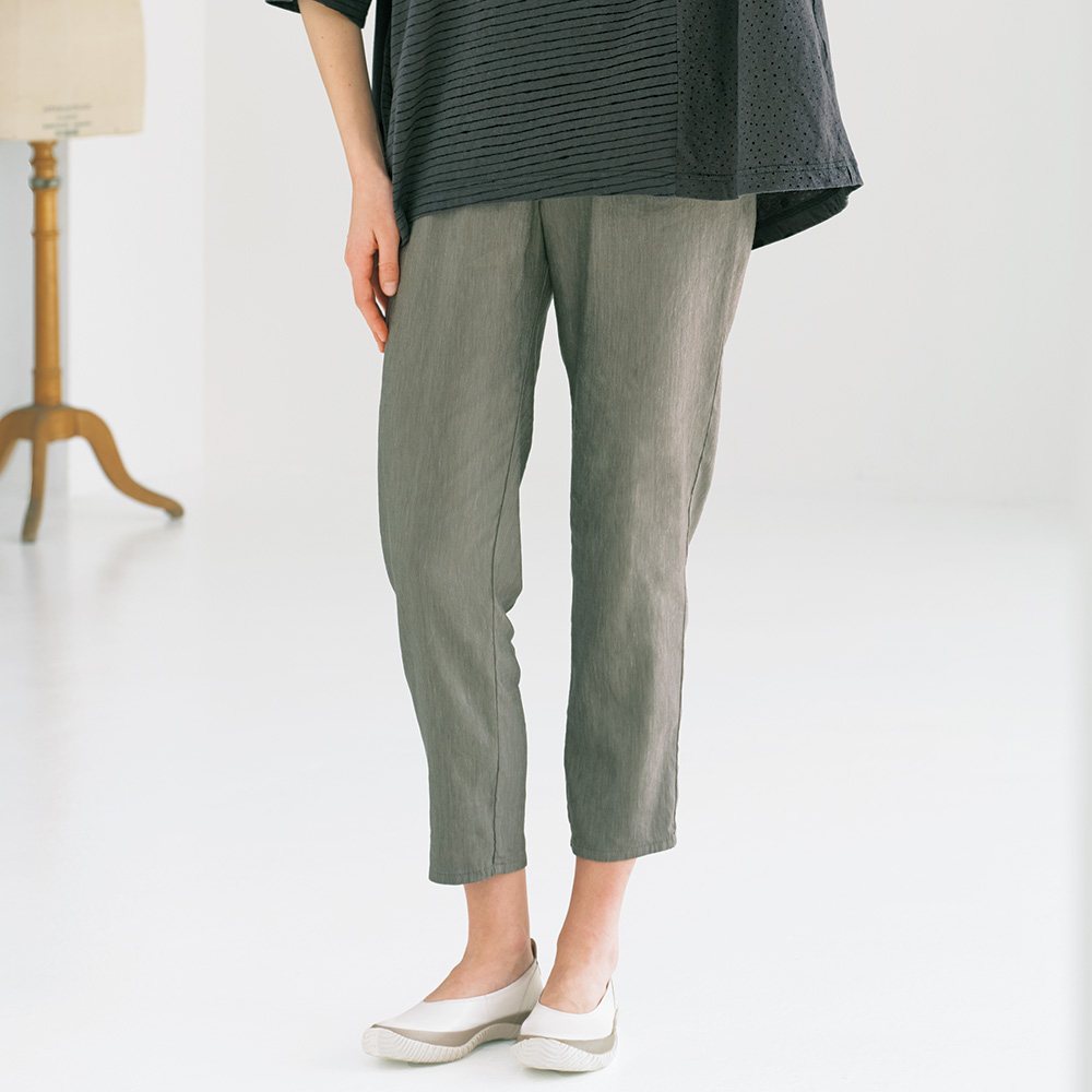 リネンレーヨン混ストレッチパンツ