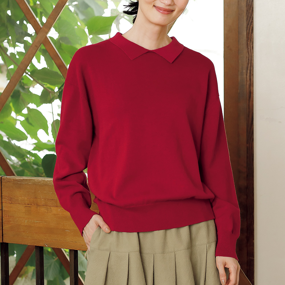 ちび襟ニットプルオーバー