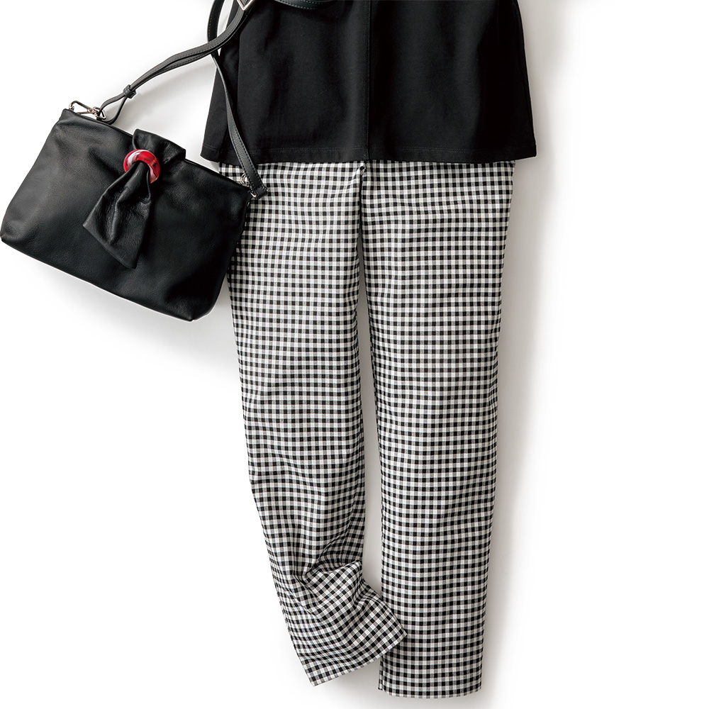 ギンガムチェックテーパードパンツ