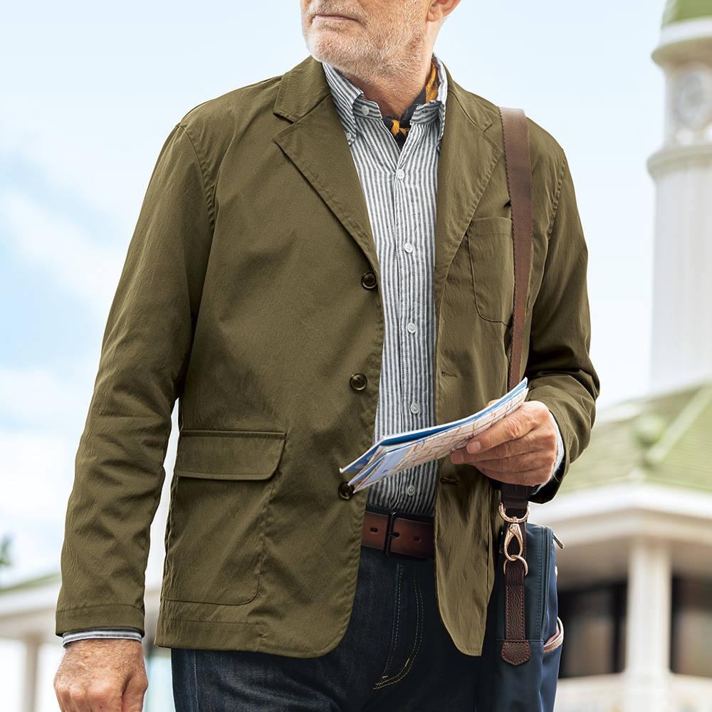 インディゴリネンストライプB.D.シャツ