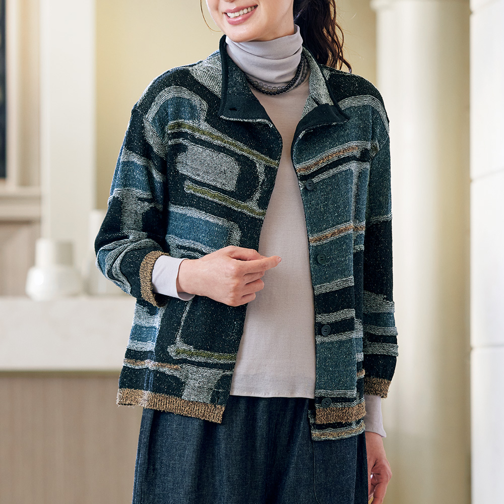 シルク混ニットジャケット