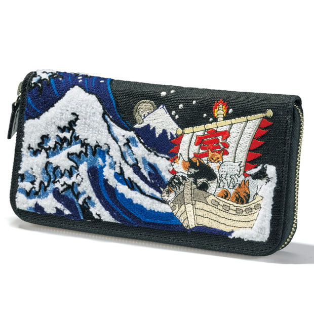北斎･広重･芳中コラボ浮世絵デザイン刺しゅう長財布